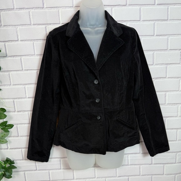 ST JOHN’S BAY  Women's Black Corduroy blazer stretch Jacket/size M - Picture 2 of 9